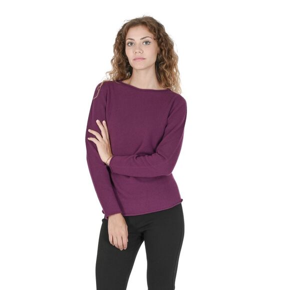 Crown of Edinburgh Cashmere Boat Neck Cashmere Sweater Women Purple Sweaters - Picture 7 of 7